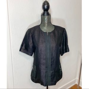 Elie Tahari Delana Short Sleeve Jacket Black Sz 8